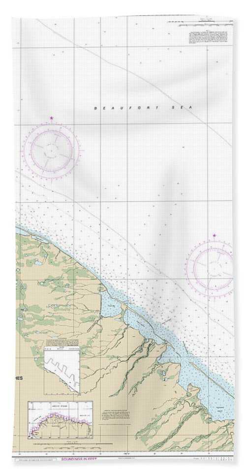 Nautical Chart 16042 Griffin Pt Approaches Bath Towel