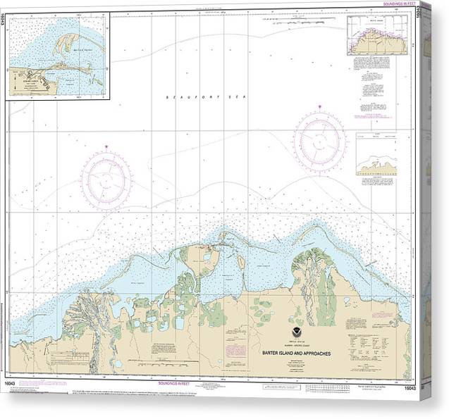 Nautical Chart-16043 Barter Island-Approaches, Bernard Harbor Canvas Print