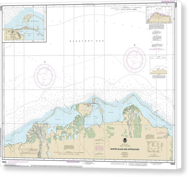 Nautical Chart-16043 Barter Island-approaches, Bernard Harbor - Canvas Print