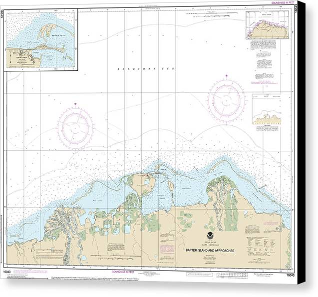 Nautical Chart-16043 Barter Island-approaches, Bernard Harbor - Canvas Print