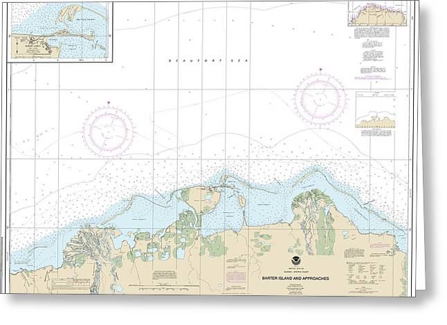 Nautical Chart-16043 Barter Island-approaches, Bernard Harbor - Greeting Card