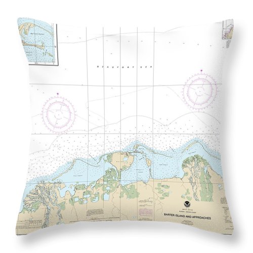 Nautical Chart-16043 Barter Island-approaches, Bernard Harbor - Throw Pillow