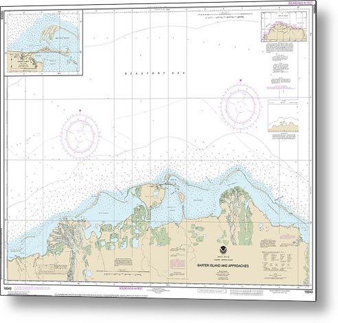 A beuatiful Metal Print of the Nautical Chart-16043 Barter Island-Approaches, Bernard Harbor - Metal Print by SeaKoast.  100% Guarenteed!