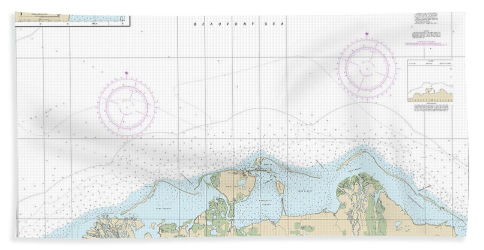 Nautical Chart 16043 Barter Island Approaches, Bernard Harbor Bath Towel