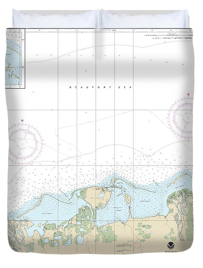 Nautical Chart-16043 Barter Island-approaches, Bernard Harbor - Duvet Cover