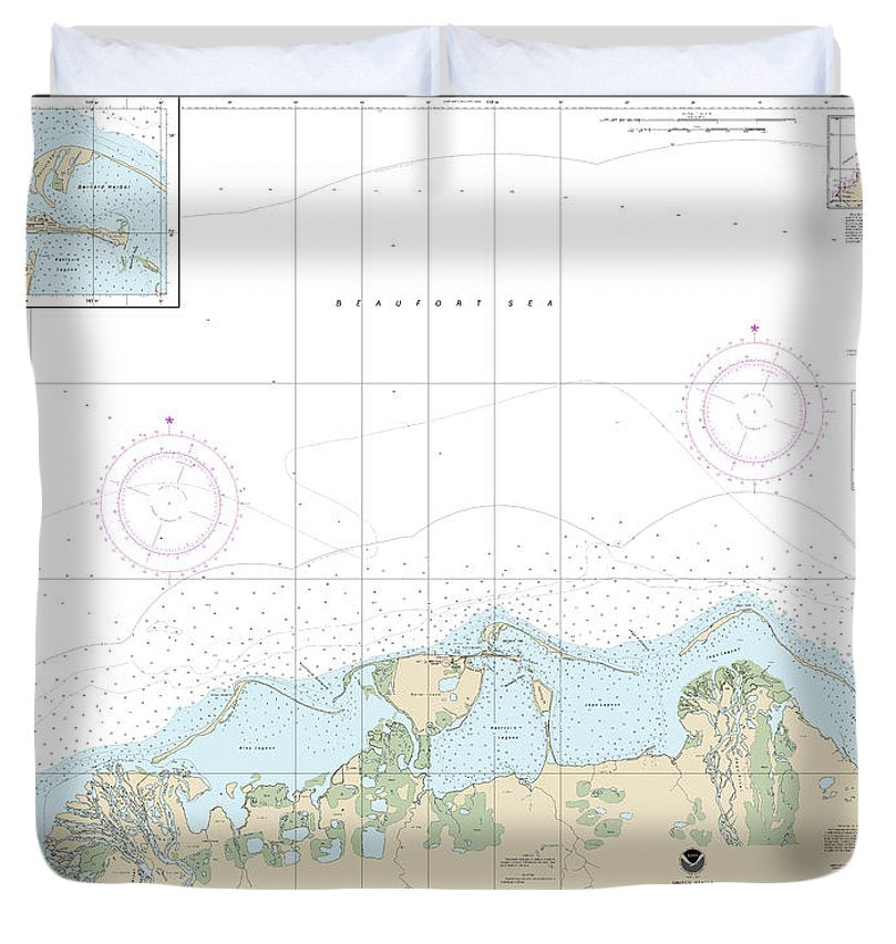 Nautical Chart 16043 Barter Island Approaches, Bernard Harbor Duvet Cover