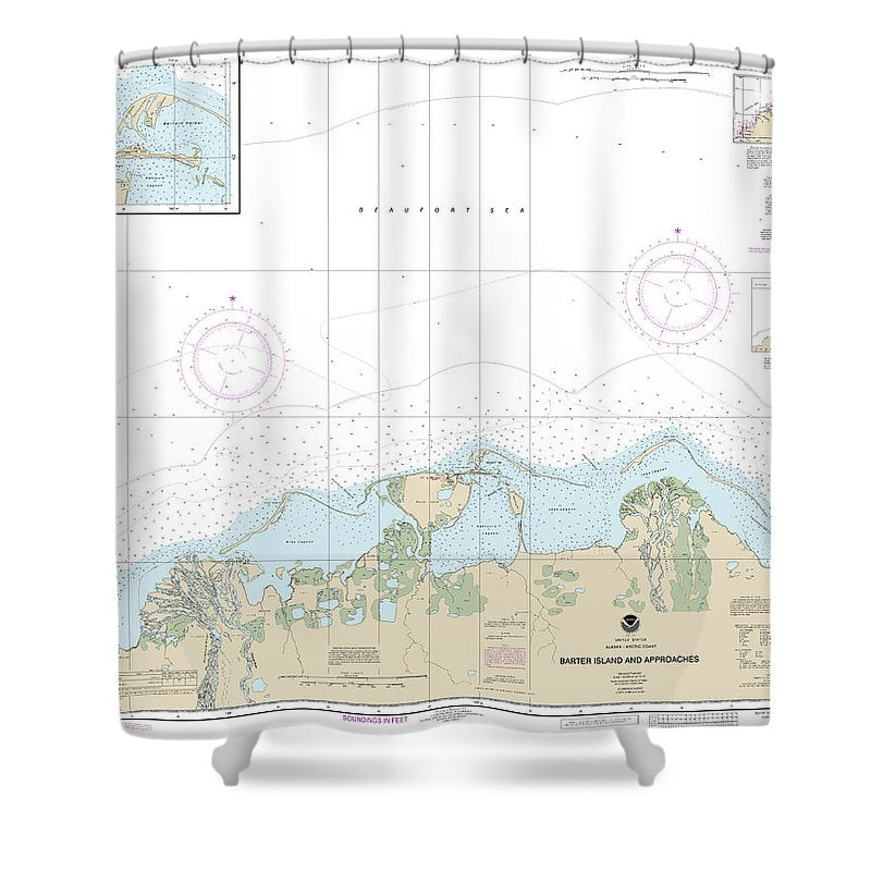 Nautical Chart 16043 Barter Island Approaches, Bernard Harbor Shower Curtain