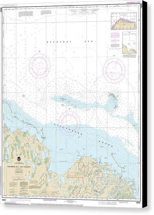 Nautical Chart-16061 Prudhoe Bay-vicinity - Canvas Print