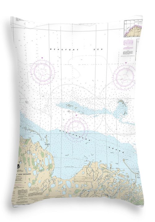 Nautical Chart-16061 Prudhoe Bay-vicinity - Throw Pillow