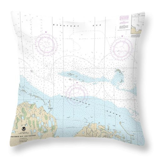 Nautical Chart-16061 Prudhoe Bay-vicinity - Throw Pillow