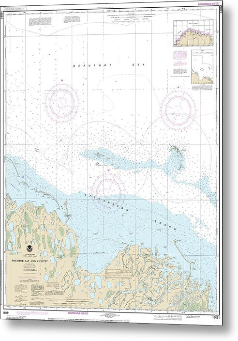 A beuatiful Metal Print of the Nautical Chart-16061 Prudhoe Bay-Vicinity - Metal Print by SeaKoast.  100% Guarenteed!