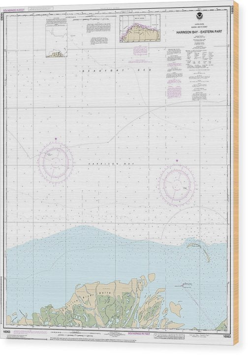 Nautical Chart-16063 Harrison Bay-Eastern Part Wood Print