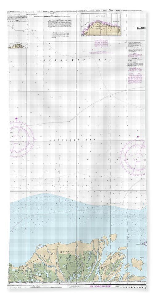 Nautical Chart 16063 Harrison Bay Eastern Part Bath Towel