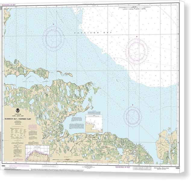 Nautical Chart-16064 Harrison Bay-western Part - Canvas Print