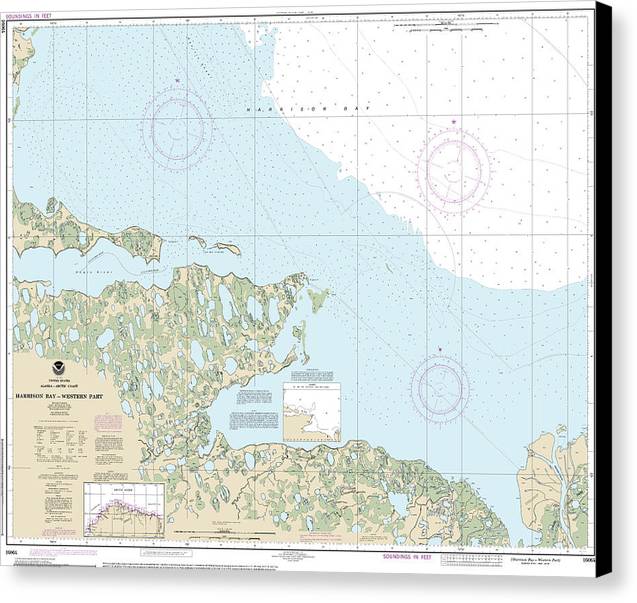 Nautical Chart-16064 Harrison Bay-western Part - Canvas Print