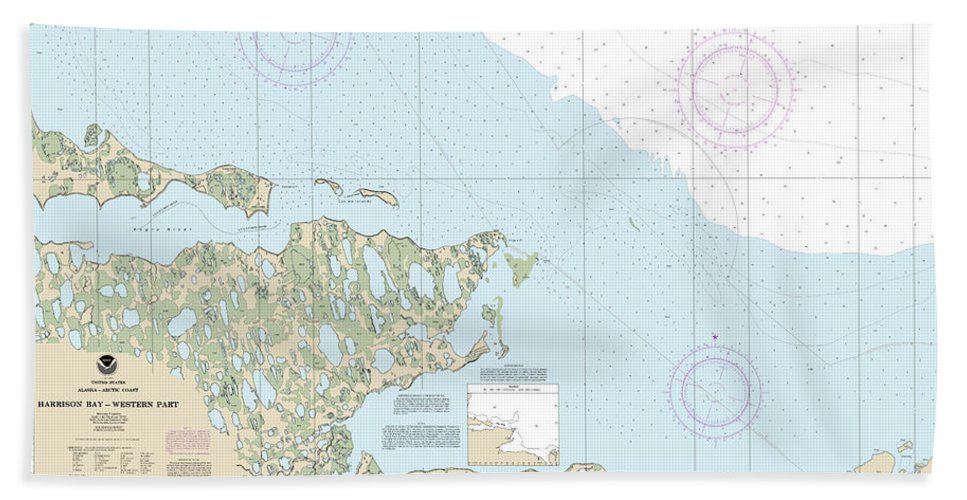 Nautical Chart 16064 Harrison Bay Western Part Bath Towel