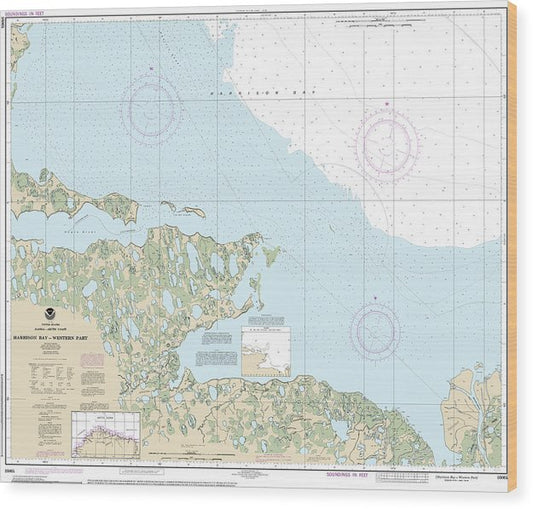 Nautical Chart-16064 Harrison Bay-Western Part Wood Print