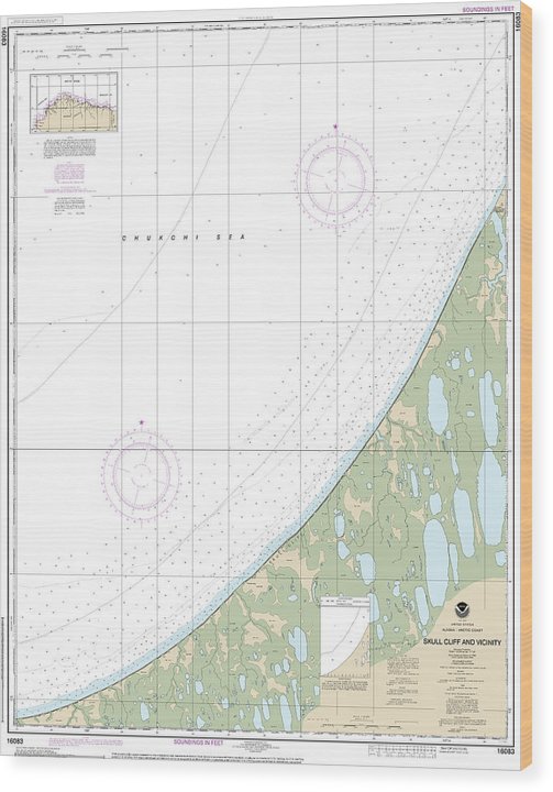 Nautical Chart-16083 Skull Cliff-Vicinity Wood Print