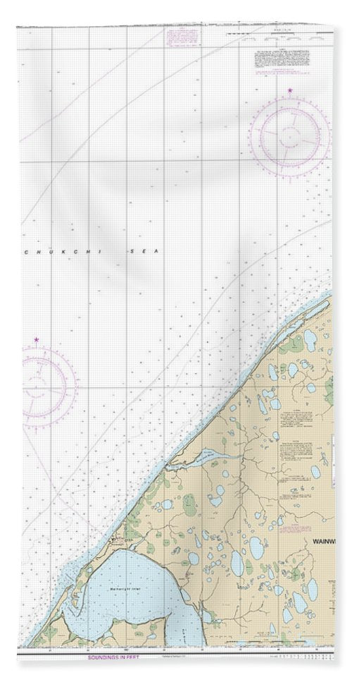 Nautical Chart-16085 Wainwright Inlet-atainik - Bath Towel