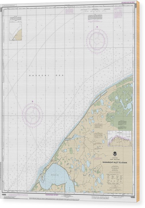 Nautical Chart-16085 Wainwright Inlet-Atainik Wood Print