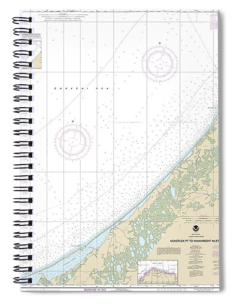 Nautical Chart 16086 Nakotlek Pt Wainwright Spiral Notebook