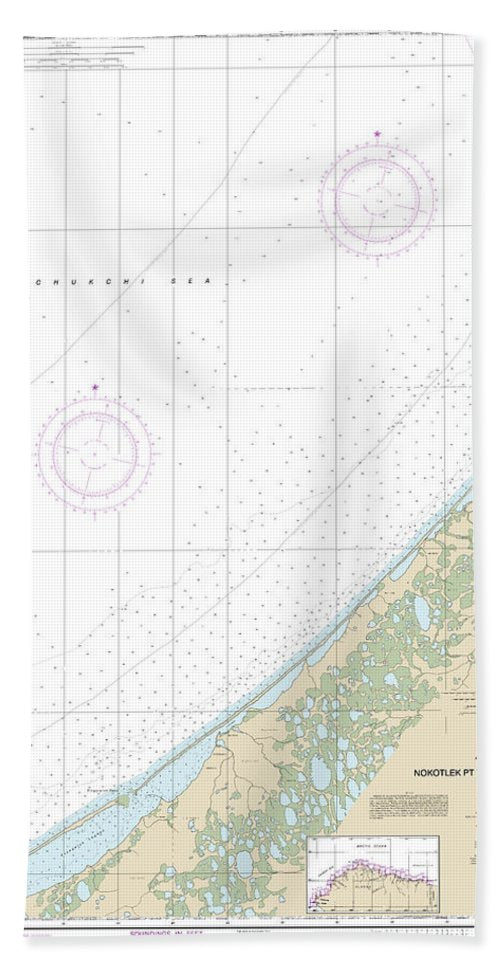 Nautical Chart 16086 Nakotlek Pt Wainwright Bath Towel