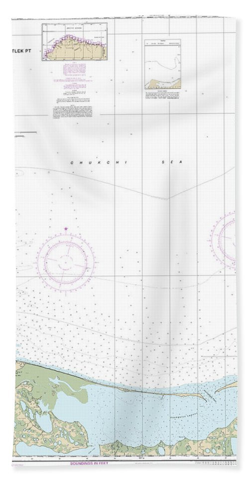 Nautical Chart-16087 Icy Cape-nokotlek Pt - Bath Towel