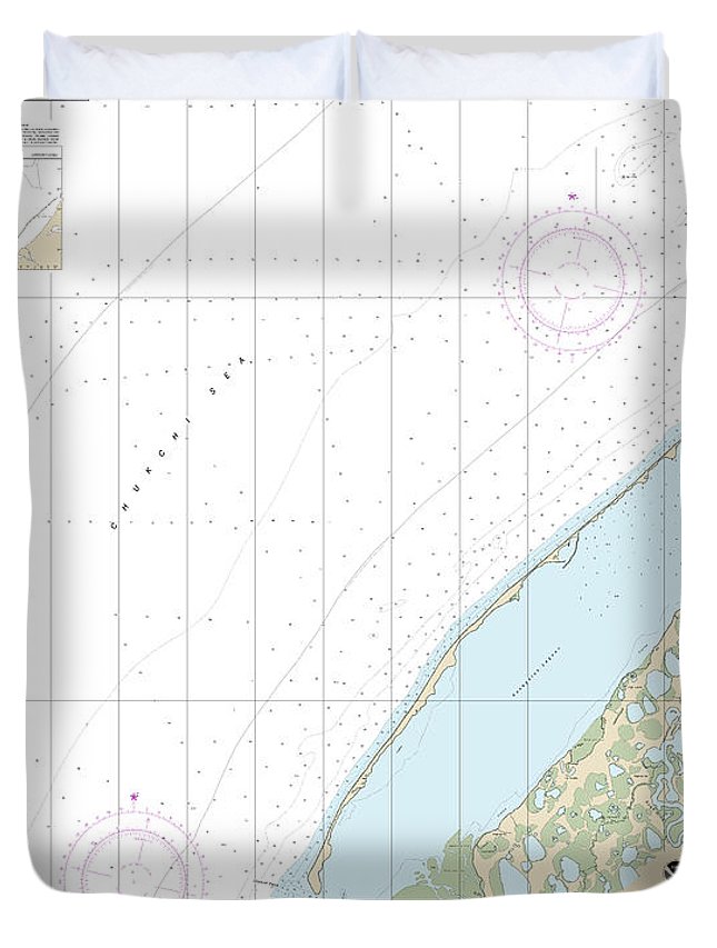 Nautical Chart-16088 Utukok Pass-blossom Shoals - Duvet Cover