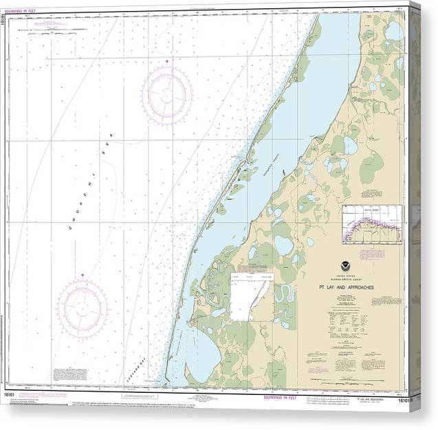 Nautical Chart-16101 Pt Lay-Approaches Canvas Print