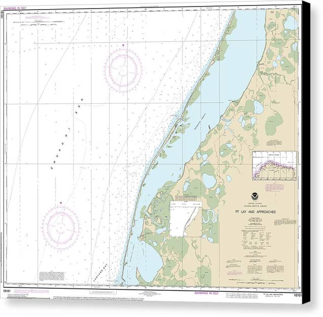 Nautical Chart-16101 Pt Lay-approaches - Canvas Print