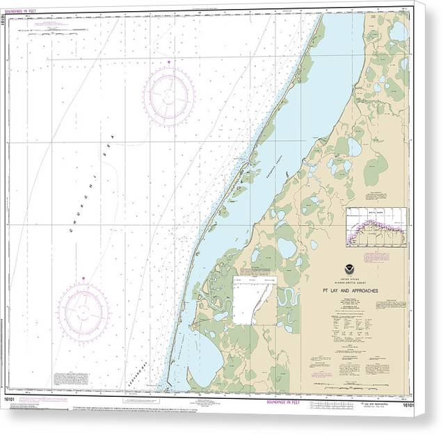 Nautical Chart-16101 Pt Lay-approaches - Canvas Print
