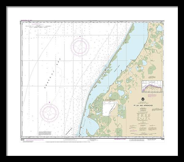 Nautical Chart-16101 Pt Lay-approaches - Framed Print