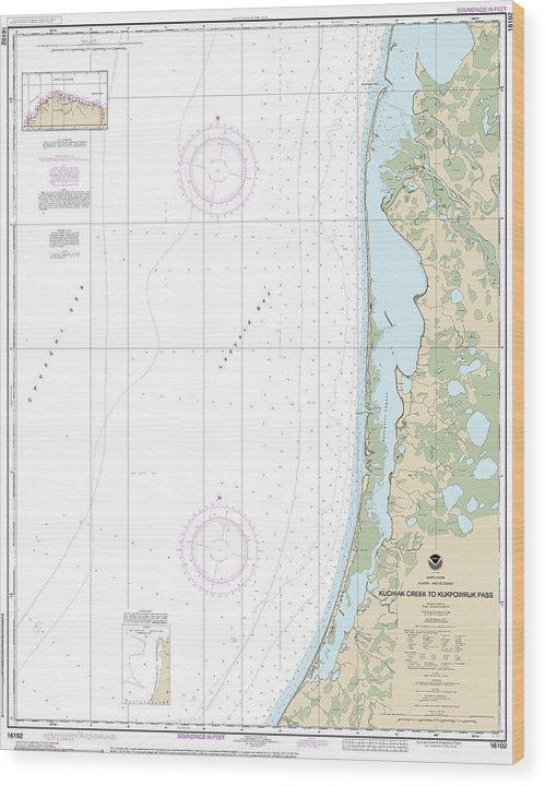 Nautical Chart-16102 Kuchiak River-Kukpowruk Pass Wood Print