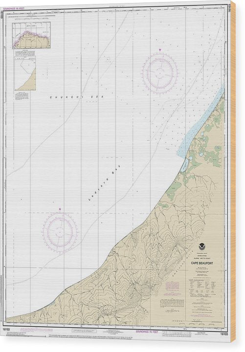 Nautical Chart-16103 Cape Beaufort Wood Print