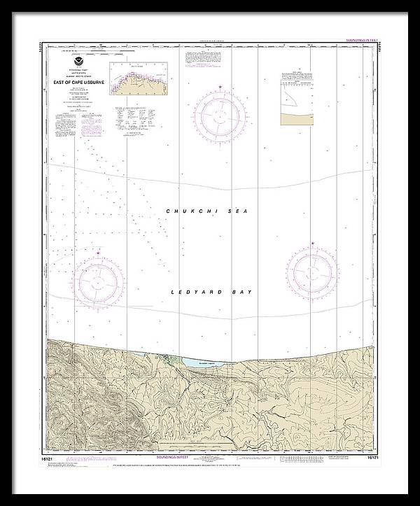 Nautical Chart-16121 East-cape Lisburne - Framed Print