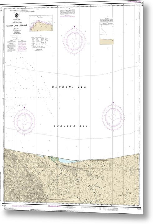 A beuatiful Metal Print of the Nautical Chart-16121 East-Cape Lisburne - Metal Print by SeaKoast.  100% Guarenteed!