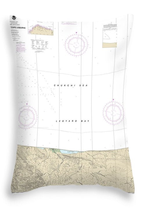 Nautical Chart-16121 East-cape Lisburne - Throw Pillow