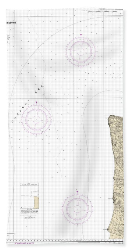 Nautical Chart 16122 Cape Dyer Cape Lisburge Bath Towel