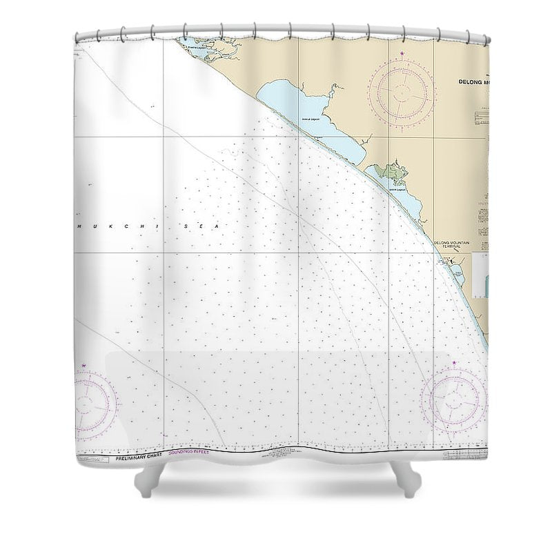 Nautical Chart 16145 Alaska West Coast Delong Mountain Terminal Shower Curtain