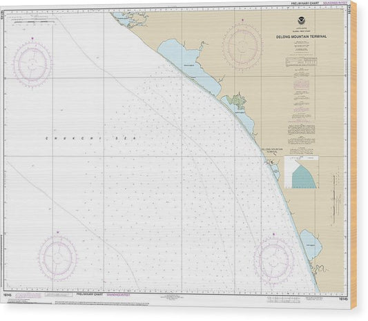 Nautical Chart-16145 Alaska West Coast Delong Mountain Terminal Wood Print