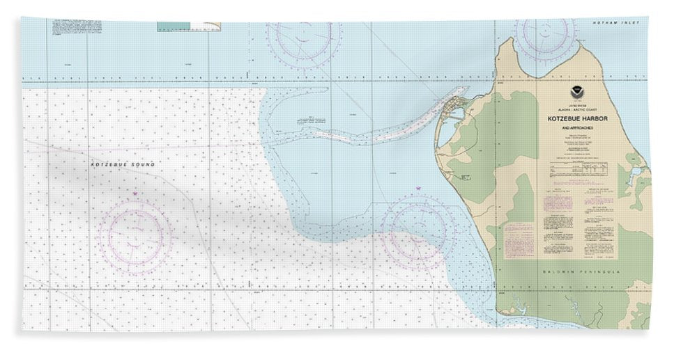 Nautical Chart 16161 Kotzebue Harbor Approaches Bath Towel