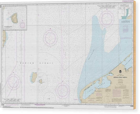 Nautical Chart-16190 Bering Strait North, Little Diomede Island Wood Print