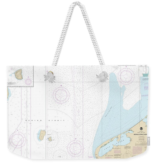 Nautical Chart-16190 Bering Strait North, Little Diomede Island - Weekender Tote Bag