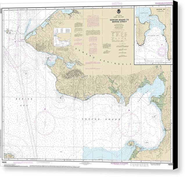 Nautical Chart-16200 Norton Sound, Golovnin Bay - Canvas Print