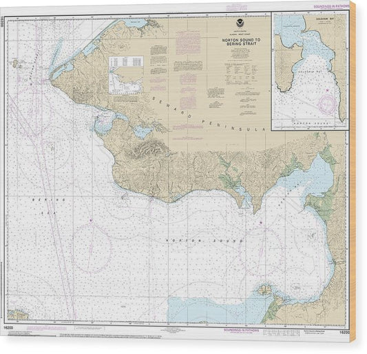 Nautical Chart-16200 Norton Sound, Golovnin Bay Wood Print