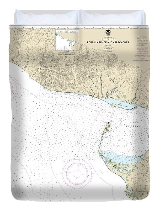 Nautical Chart-16204 Port Clarence-approaches - Duvet Cover
