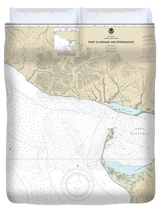 Nautical Chart-16204 Port Clarence-approaches - Duvet Cover