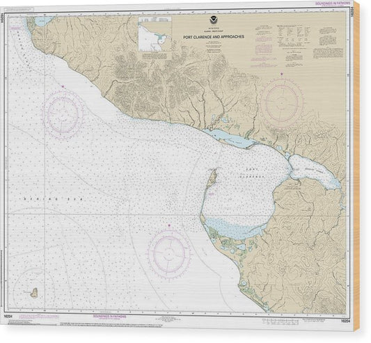 Nautical Chart-16204 Port Clarence-Approaches Wood Print