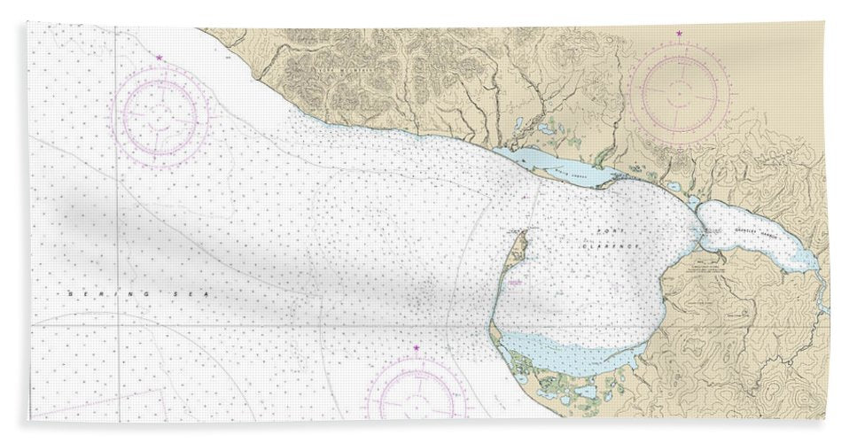 Nautical Chart 16204 Port Clarence Approaches Bath Towel