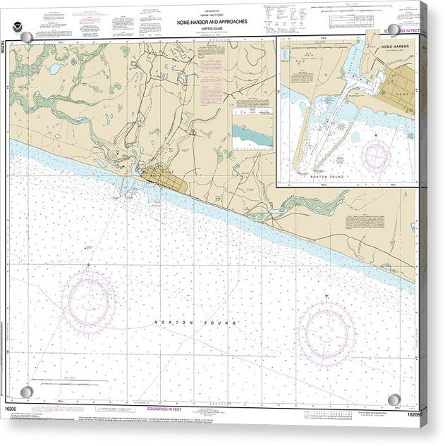 Nautical Chart-16206 Nome Hbr-approaches, Norton Sound, Nome Harbor - Acrylic Print